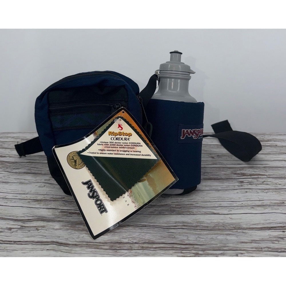 Vintage JanSport Action Pack Navy Blue Cordura Ripstop Waist Bag with Bottle NWT